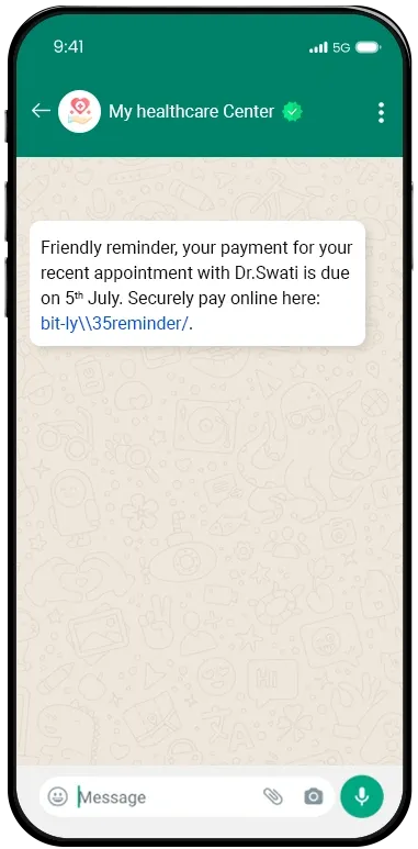 whatsapp message template for payment reminders
